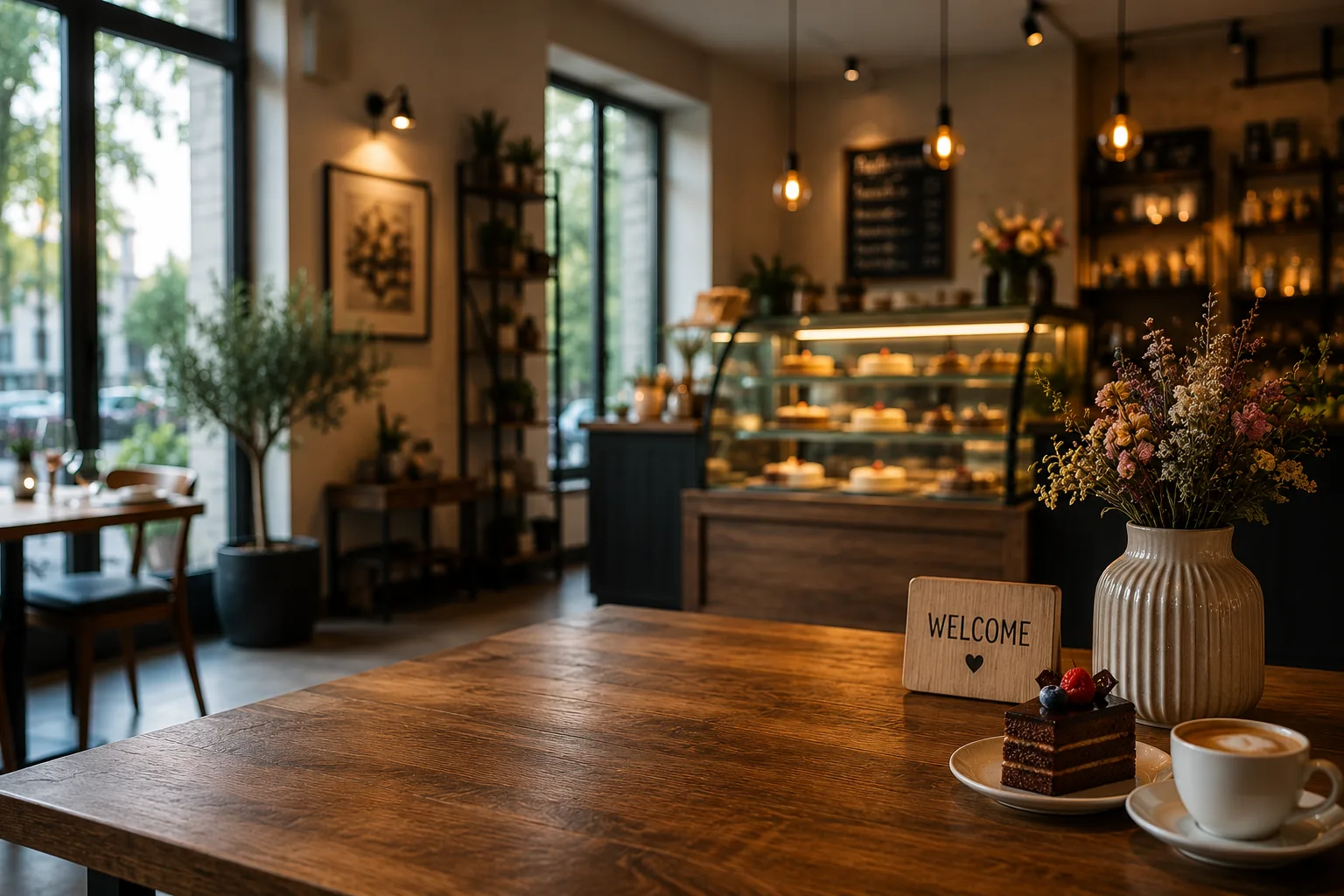 Bar and seating area